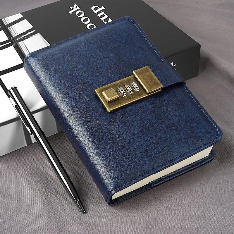 WEMATE Journal with Lock, Diary with Lock, Password Notebook, Pen & Gift Box - Perfect for Men and Women - 4.3X 6.18in Dark Blue Keep Your Secrets Safe - Image 5